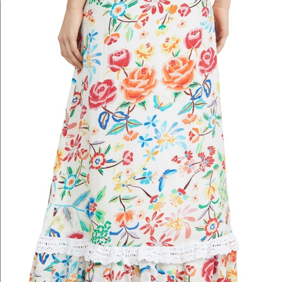 All Things Mochi White Floral Silk Clara skirt XS - Picture 6 of 15